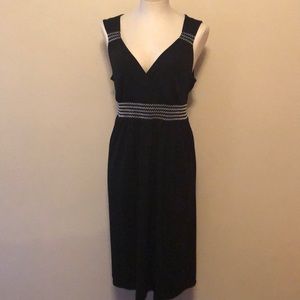 Loft black with white zigzag empire dress